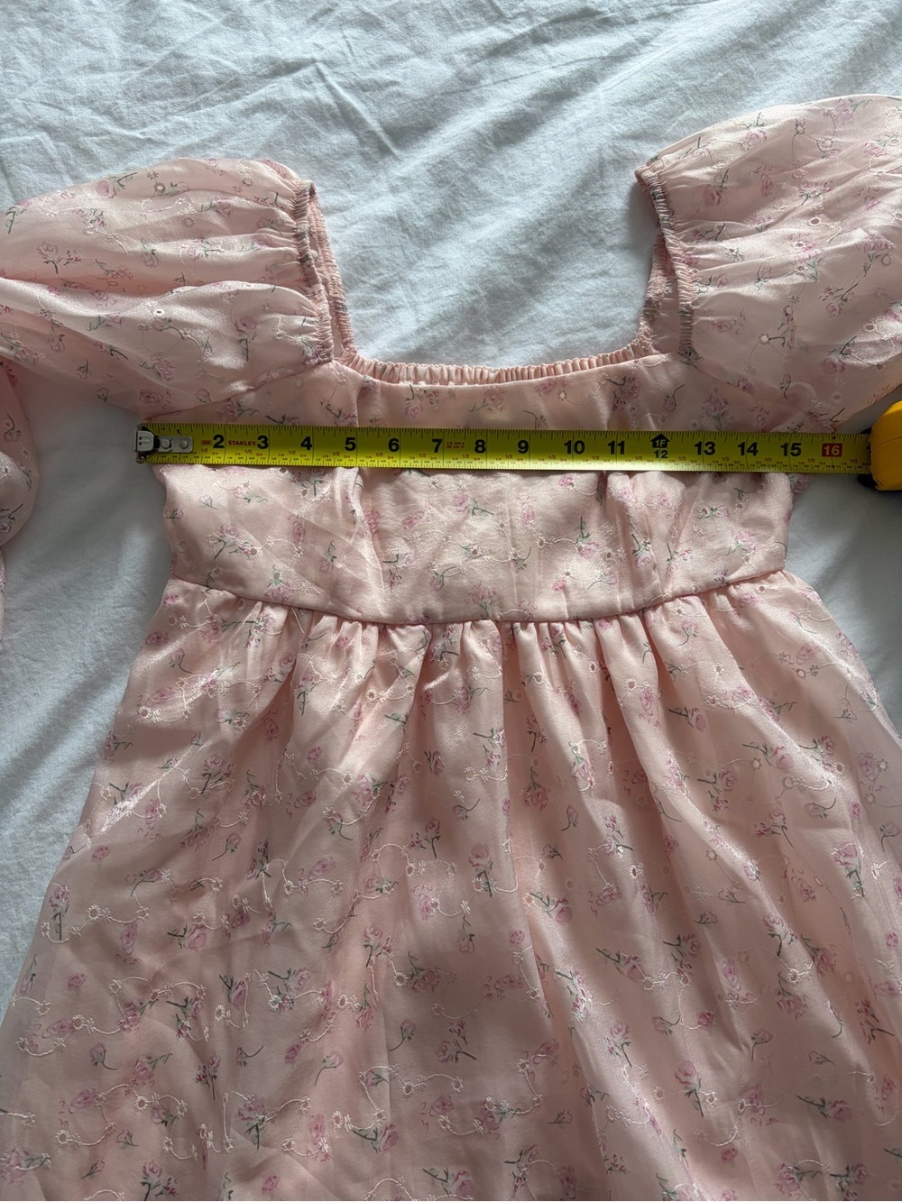 Thirty Thirty Pink Coquette Fairy Square-Neck Floral Babydoll Mini Dress Small - Picture 11 of 14